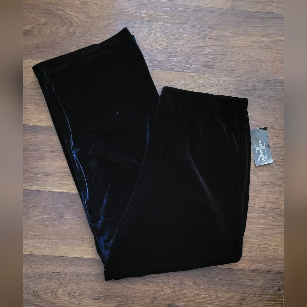 Requirements Velour Pull On Wideleg Comfort Pants, Women's XL, Black